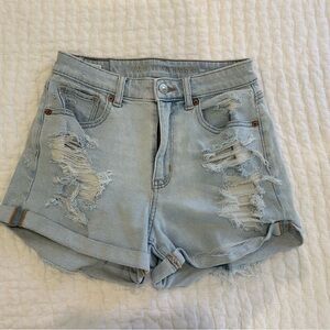 American Eagle Outfitters Light Blue Ripped Denim Shorts